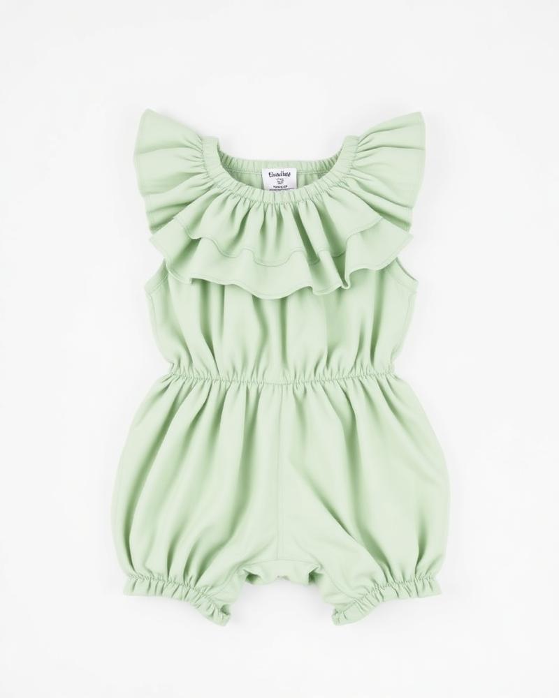 Baby Girls Textured Green Playsuit